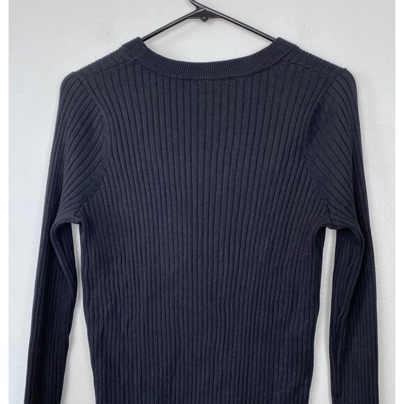 Athleta‎ Lincoln Park Sweater Black Lyocell Blend Crewneck Ribbed Size Medium - Picture 7 of 11